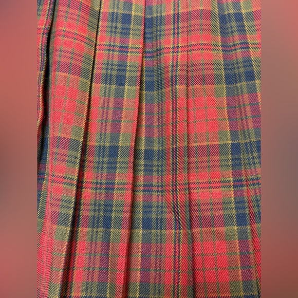 Vintage Appleseed’s Red Tartan A-line Plaid Pleated Midi Skirt 14 Academia Twee - Picture 6 of 7